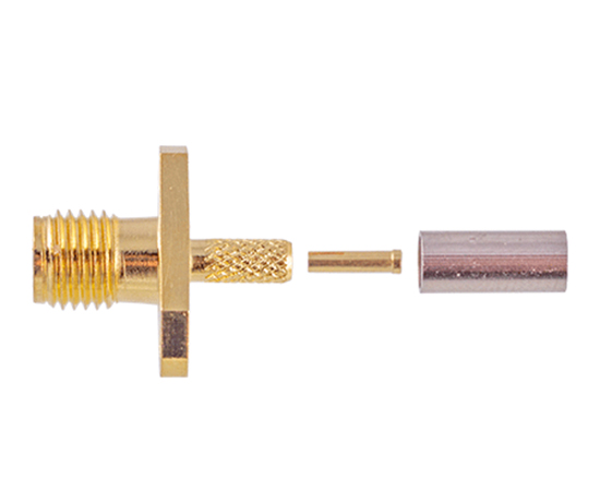 SMA(母)双孔法兰插座，适用线缆：RF1.13 RG316，频率：DC~6GHz}