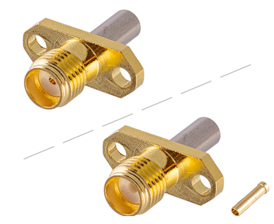 SMA(母)双孔法兰插座，适用线缆：RF1.13 RG316，频率：DC~6GHz}