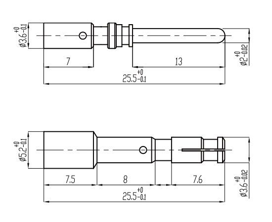 M923·电源铆压插针φ2}