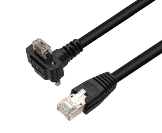 Gige网线RJ45转RJ45带固定耳弯头线缆