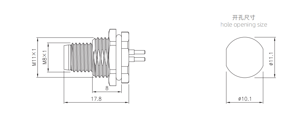 尺寸-板后安装针型插座 插板式 螺牙M11x1.jpg